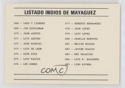 1989-90 BYN Puerto Rico Winter League Checklist #100 0b0