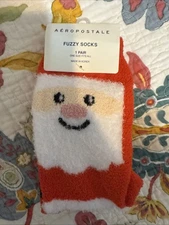 Aeropastale Fuzzy Santa Claus Christmas Socks One Size Fits All