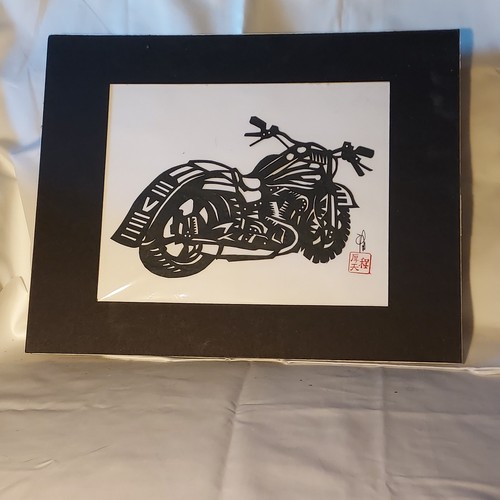 Hou-tien Cheng Master Chinese Paper Cutter Motorcycle Signed Matted 11x14 VTG - Picture 7 of 10