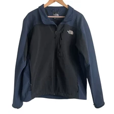 The North Face Apex Mens Jacket L Blue Black Softshell Full Zip Outdoor Coat