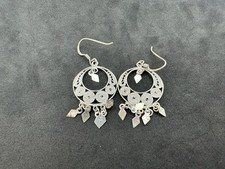 2.97g Vintage Sterling Silver 925 Filigree Dangle Chandelier Earrings M