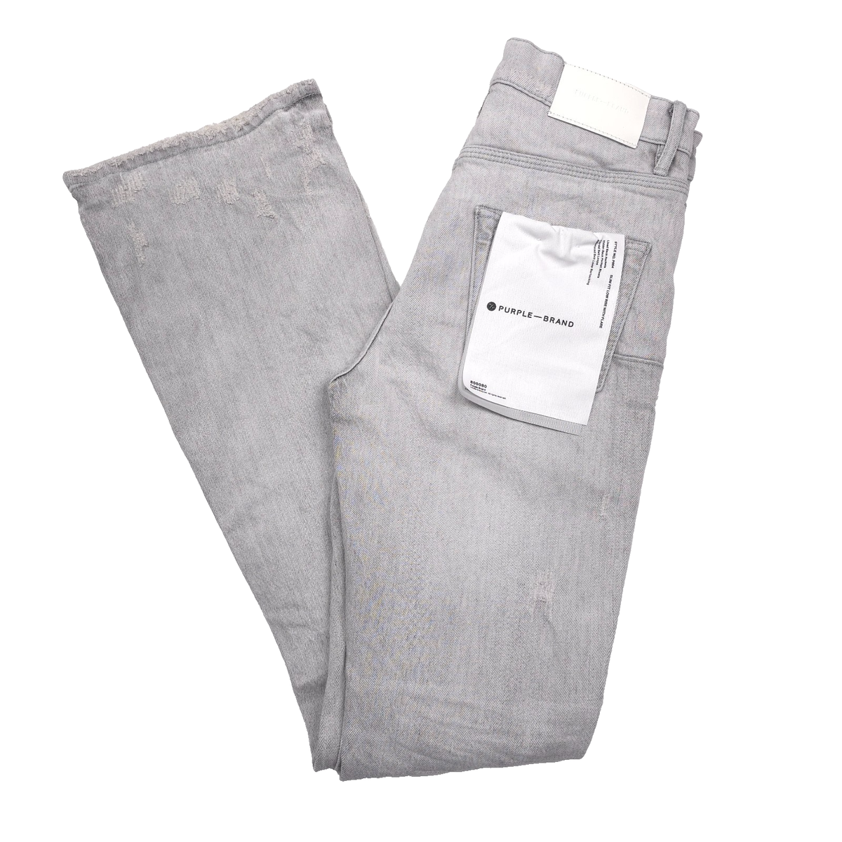 $320 Purple Brand P004 Slim Distressed Gray Flared Blowout Jeans