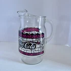 Vintage Coca Cola Stained Glass Red & Black Tiffany Style Pitcher 3 Qt