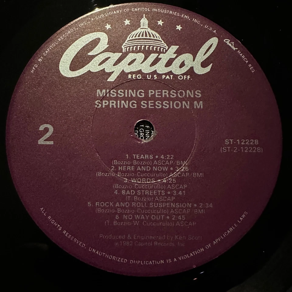 Missing Persons Spring Session M LP Vinyl Record 1982 Capitol New Wave Synth-Pop Foto 4 de 4