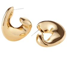 $148 JENNY BIRD Gigi 14K Gold Hoops Earrings Small Medium Sign. High Polish NEW