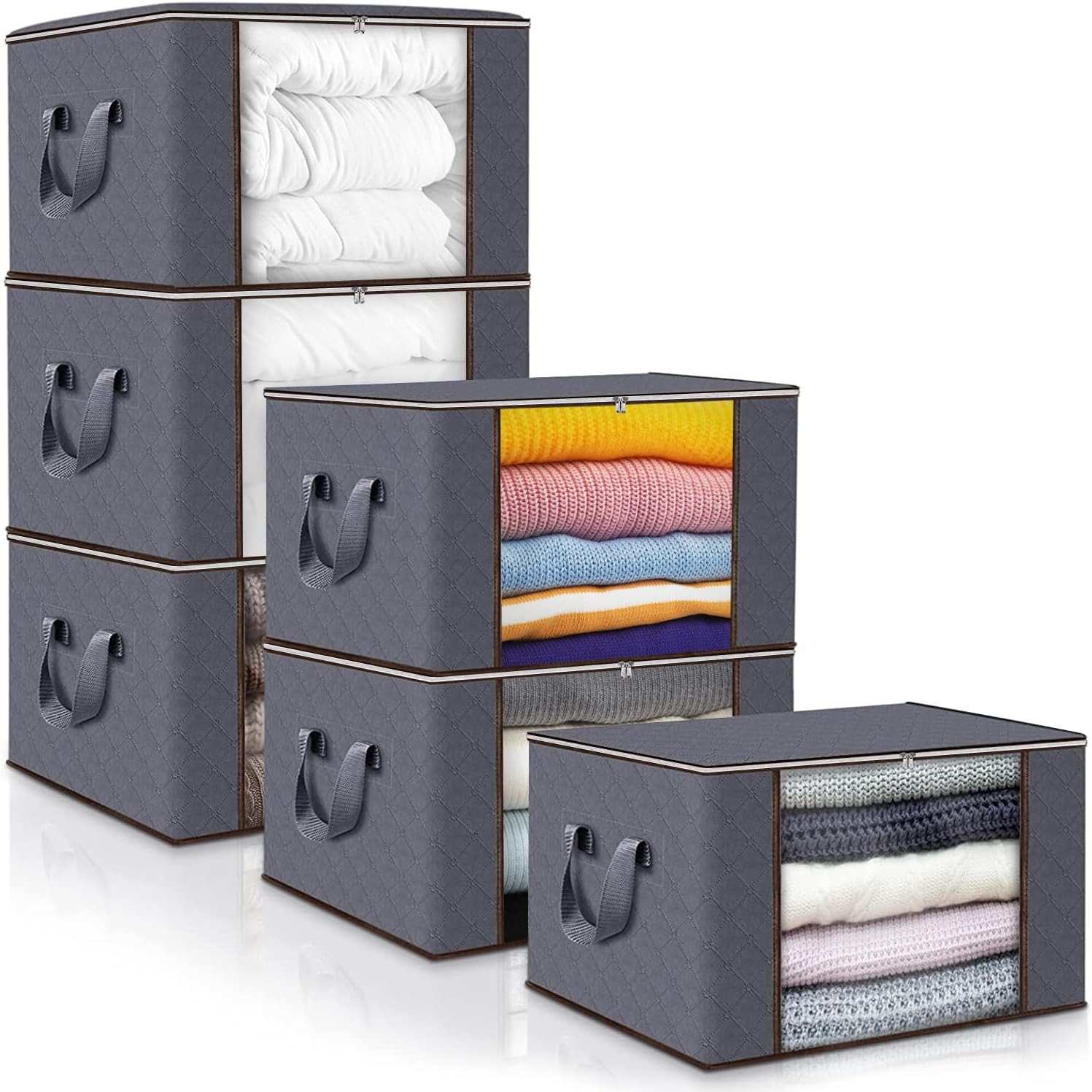 Organizer Armadio 6 Pezzi 90L - Scatole per Biancheria e Coperte