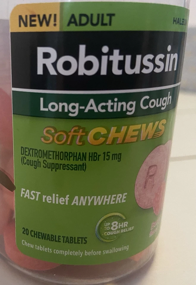 Robitussin longa ação alívio da tosse sabor baga fria 20 mastigações macias - Imagem 3 de 4