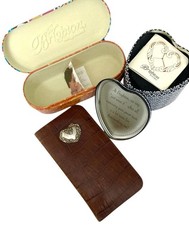 BRIGHTON Dark Brown CROCO GLASSES HOLDER 2 TINS Glasses Large Cuff Bracelet