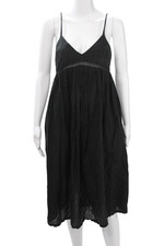 Ulla Johnson Women Slip Dress Black Cotton V Neck Sleeveless Size 2