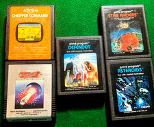 Atari Games 5 Cart Journey Escape,Chopper Command,Asteroids,Star Raiders,Defende