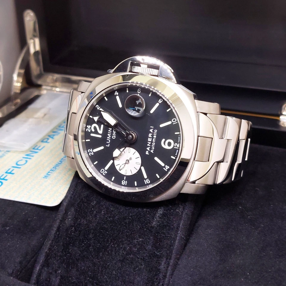 Panerai 44 mm esfera negra automático titanio y acero luminor GMT PAM161 PAM00161 (F) Foto 2 de 4