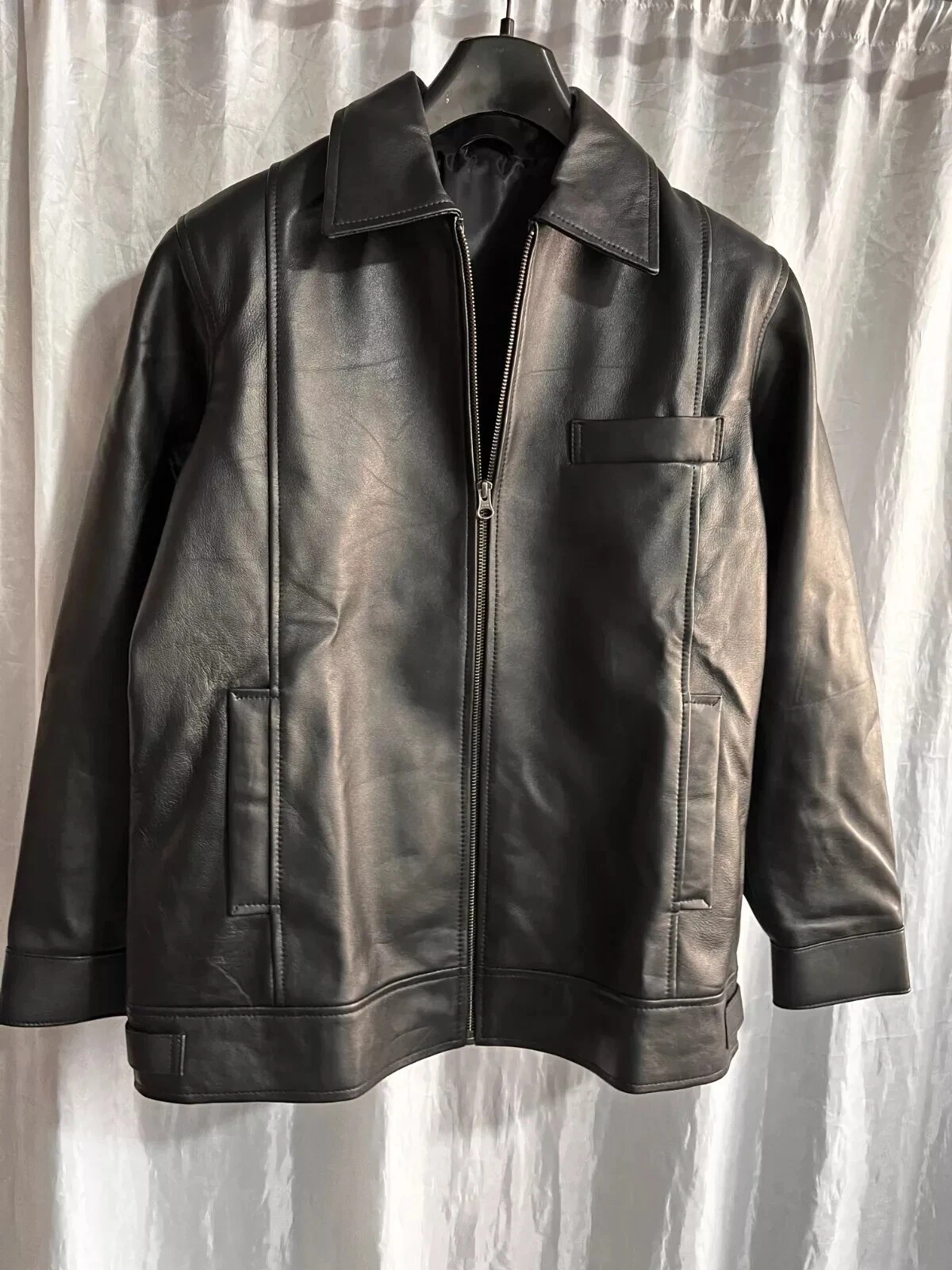 Men's Black Customized Leather Jacket| Genuine sheepskin leather biker jacket XL