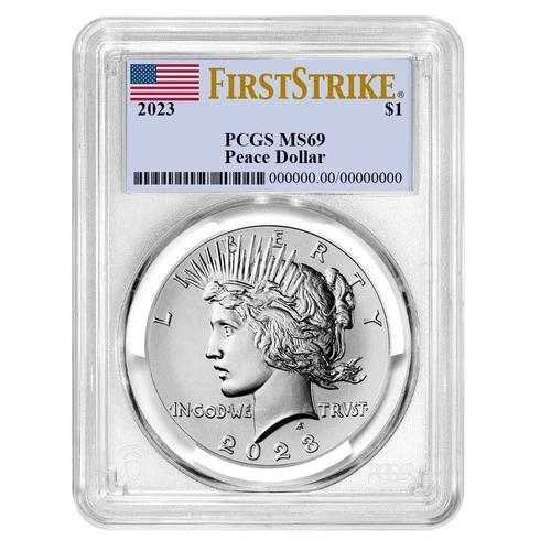 2023 $1 Peace Silver Dollar PCGS MS69 FS Flag Label