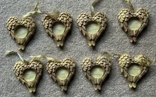 Heart Shaped Angel Wings Frame Christmas Ornament with Vintage Set Of 8