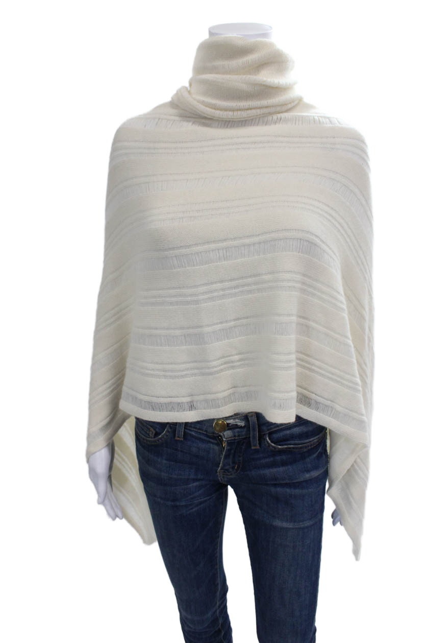 Nili Lotan Womens Cashmere Turtleneck Shawl Sweater White Size One SizeFree Shipping in US $100+ Orders | $6.95 Orders Below