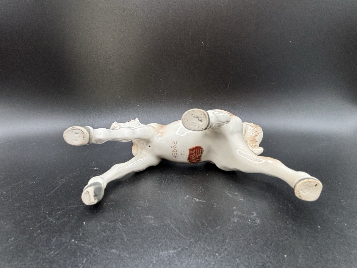 Vintage Lefton Horse Figurine White Brown H6662 Japan Ceramic