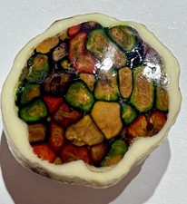 Vintage Scottish Heathergem Brooch Set In Natural Stag Horn (Antler) Slice. VGC