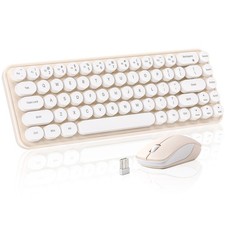 i68 Wireless Keyboard and Mouse Combo, Retro Typewriter Style Keyboard with R...