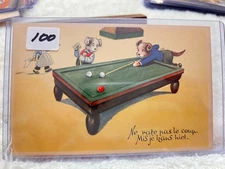 Early 1900's Billiard Post Card. Card Is In A Sleeve Then A Hard Plastic Case