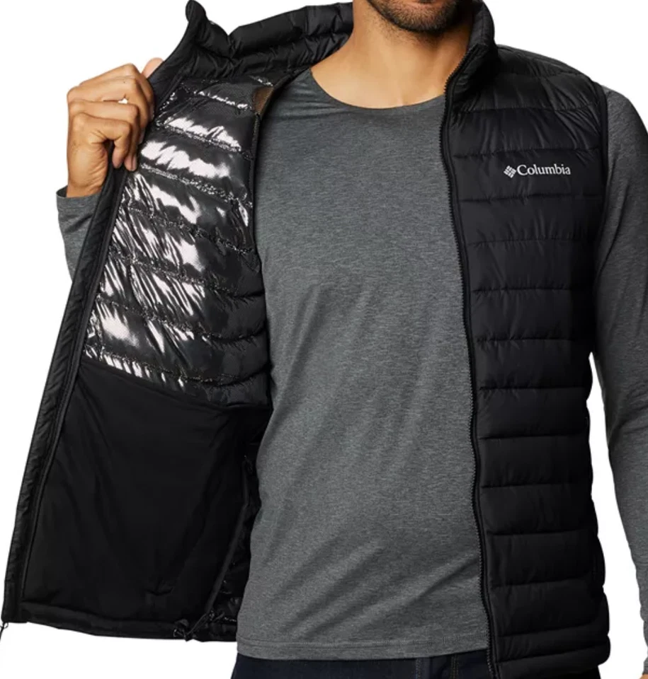 Chaleco acolchado Columbia Powder Lite II Omni-Heat para hombre, negro, talla L Foto 4 de 4