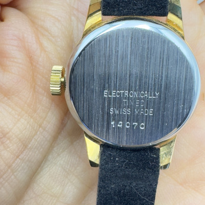 RAVISA 27mm GoldTone 17 Jewels Swiss Mechanical Hand Wind Watch Suede Black Band RAVISA 27mm GoldTone 17 Jewels Swiss Mechanical Hand Wind  main image 4
