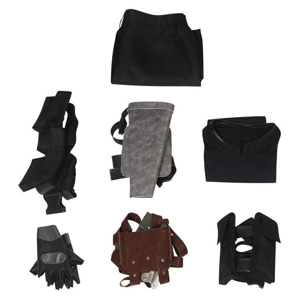 Leon Scott Kennedy Disfraz Disfraz Halloween Cuero Negro Uniforme + Peluca Juego Completo Foto 4 de 4