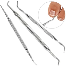 3Pcs Ingrown Toenail Correction Tool Set, Stainless Steel Double-Ended Nail File