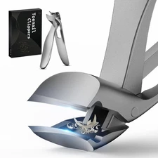 FERYES Angled Head Long Handled Toenail Clipper for Seniors - Large Silver