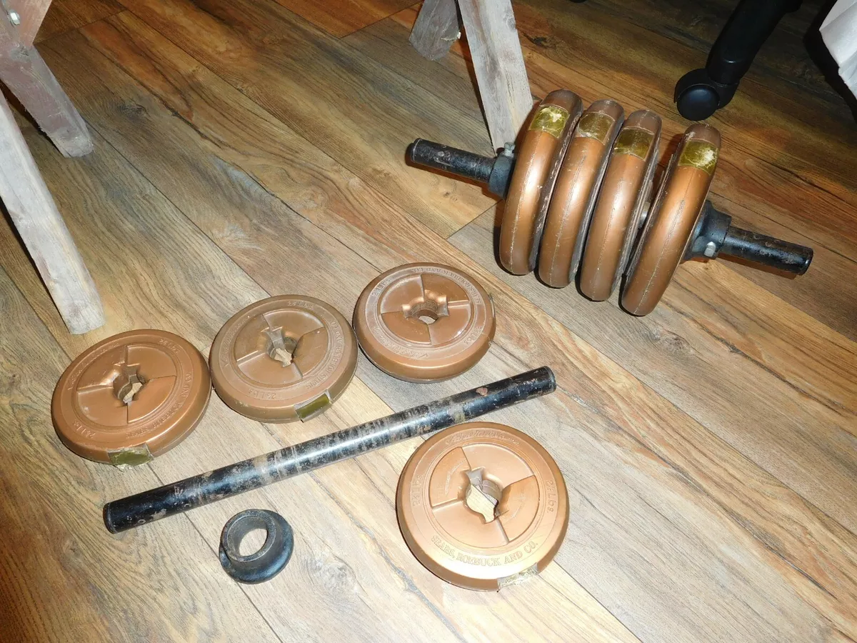 Vtg 2.5 5 lbs Sears Ted Williams Weight Plates Set Dumbell Barbell