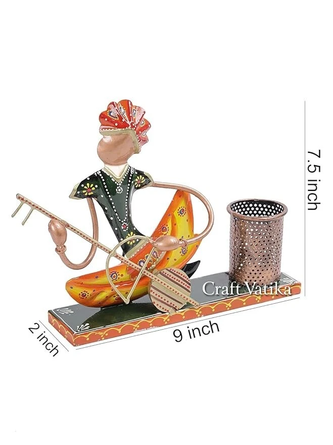 Handcrafted Iron Musician Pen Stand Holder Decorative Showpiece For Home Office - Image 2 of 4