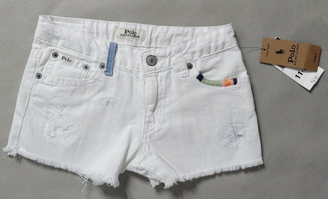 ■POLO RALPH LAUREN■ W cutoff denim shorts white WMPOSHON09 Polo RALPH LAUREN Girls 8 WHITE DENIM SHORTS Cut Off