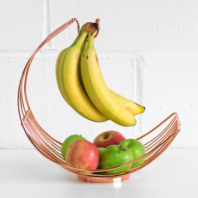 Large Copper Banana Hanger 35cm Metal Curved Kitchen Fruit Bowl Storage Dish Ebay