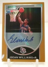 SEAN WILLIAMS 2008 09 Bowman Chrome AUTO GOLD #35/50 REFRACTOR #155 NETS ROOKIE 
