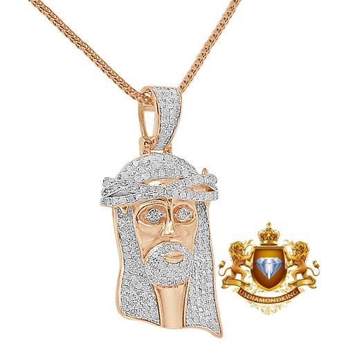 Real Genuine Diamond 1.00 Cwt. Jesus Face Piece Pendent Charm Chain Set 1.65'' - Picture 15 of 15