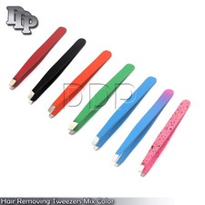 Professional Eyebrow Hair Removing Tweezers Slanted Tip Eyelash Hair Plucker New