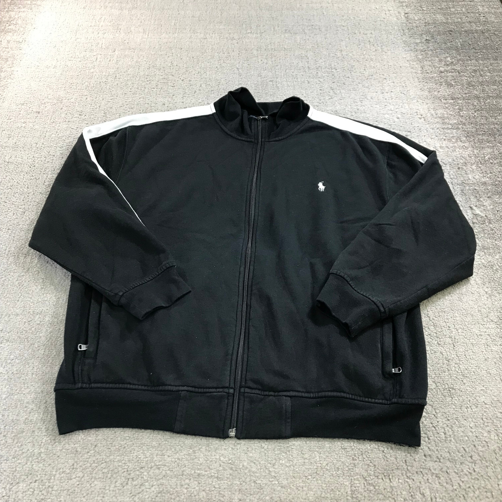 Polo Ralph Lauren giacca uomo 1XB full zip nero bianco righe maglione pony