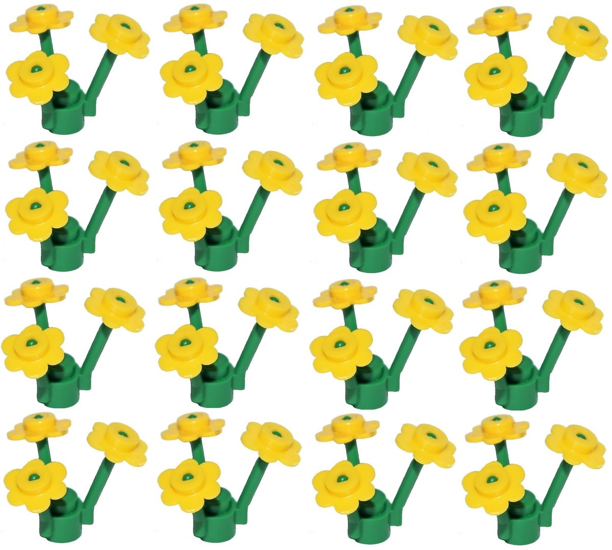 ☀️NEW LEGO 12 Flowers YELLOW with 16 STEMS (48 Pcs Little