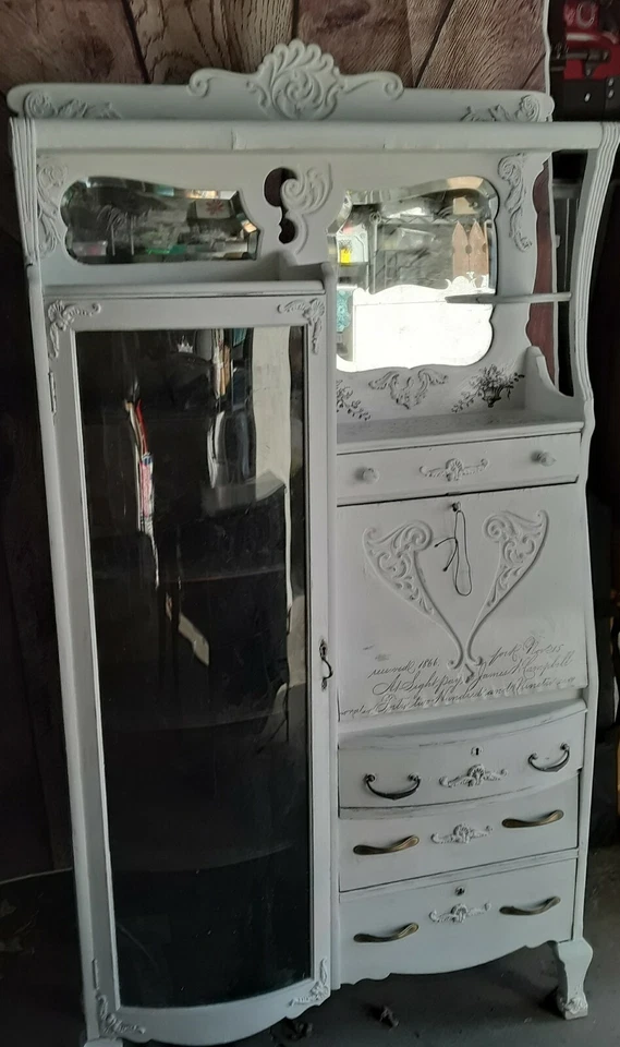 Antiguo mueble victoriano secretaria escritorio librería gabinete c.1900 hermoso Foto 2 de 4