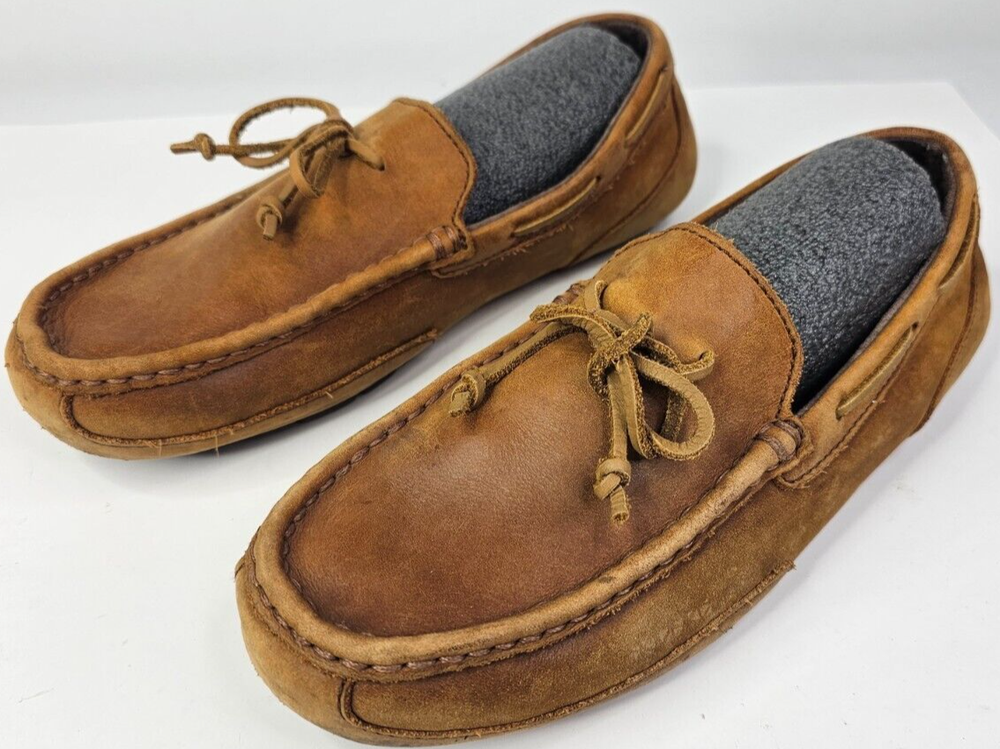 Ugg Men's Tan Leather Mocasin Style Shoes Size 10 #1004247