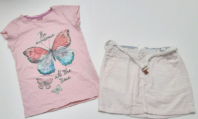 Kombi*dopodopo-T-Shirt*H&M-Mini-Rock*gestreift*Mädchen Gr. 98*104*Schmetterling*