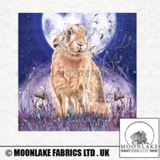 Fantasy Moon Hares Fabric Craft Panels in 100% Cotton or Polyester *exclusive*