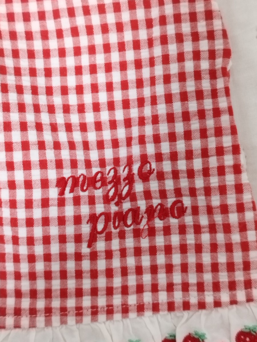 mezzo piano cute red checkered strawberry dress cotton 95cm