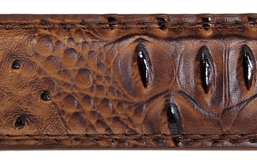MEN FAUX ALLIGATOR CROCODILE SKIN GENUINE LEATHER STITCHED BELT w BELT BUCKLE - Picture 23 of 55