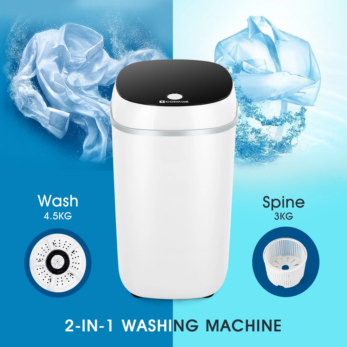 Mini 4.5kg Portable Washing Machine Compact Laundry Washer Spin Dryer Baby