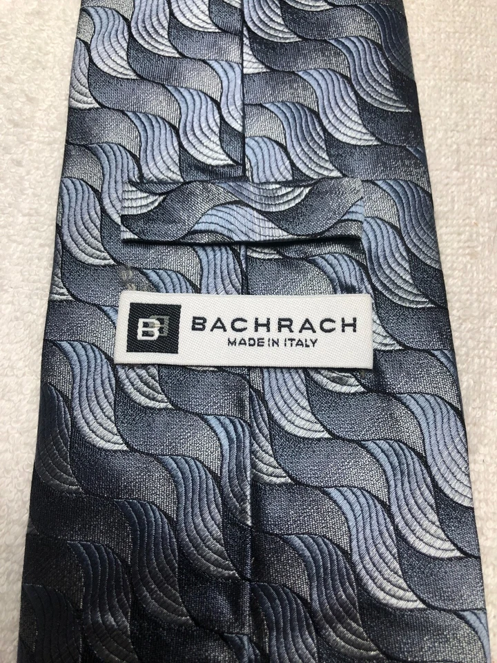 Gravata masculina BACHRACH AZUL E CINZA 4 X 59 NOVA SEM ETIQUETAS - Imagem 4 de 4