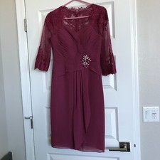 JJ's House Sweetheart Sheath Chiffon Mother of the Bride Dress Size 6 Mulberry