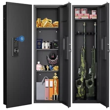 53.15" Wall Gun Safe for Home, Biometric Fingerprint Hidden Safe with Dual Alarm