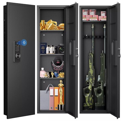 53.15'' Wall Gun Safe for Home, Biometric Fingerprint Hidden Safe with Dual Alarm