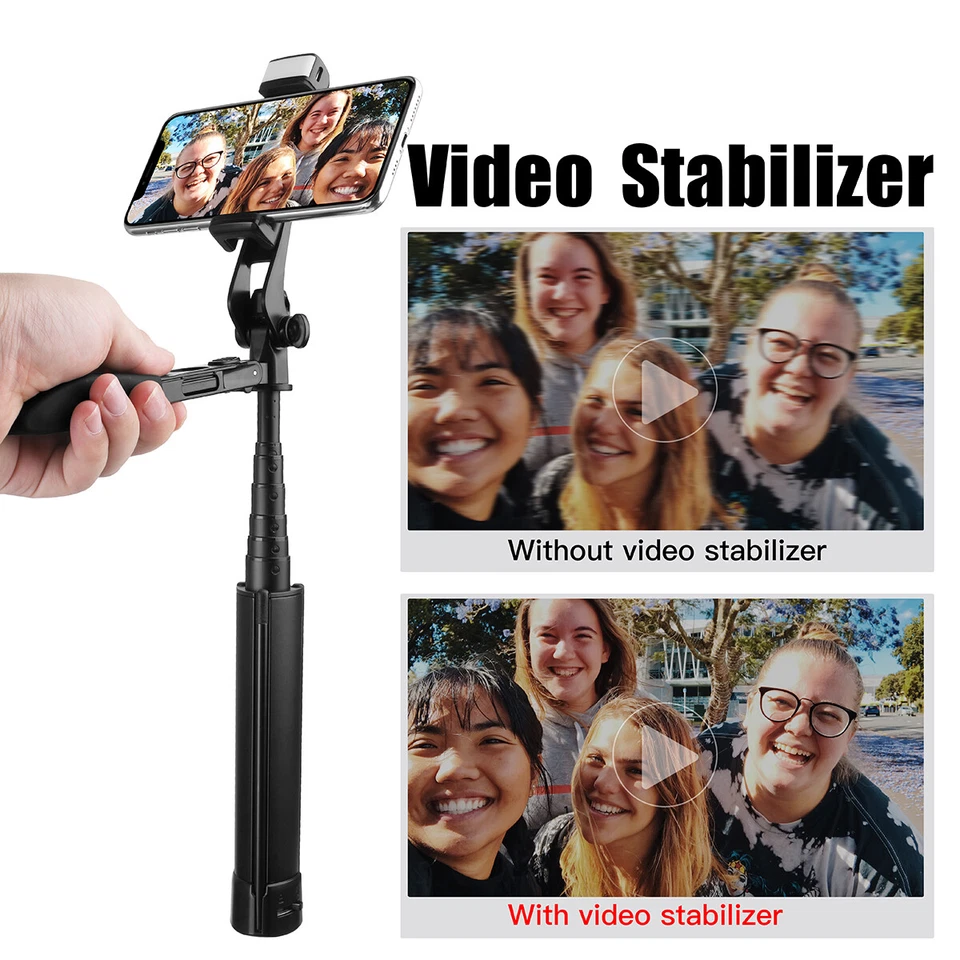 Gimbal Stabilizer Bluetooth Remote Foldable Selfie Stick Tripod Monopod w/LED US - Image 4 of 4