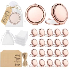 Barydat 24 Set Rose Gold Compact Mirrors Bulk Crystal Compact Makeup Mirrors ...